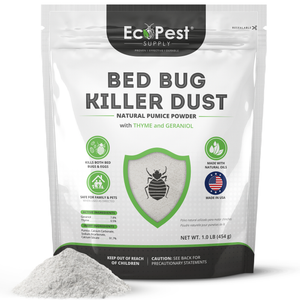 Bed Bug Killer Dust, 1 lb | Natural Pumice Powder with Thyme and Geraniol for Indoor Treatment of Bed Bugs